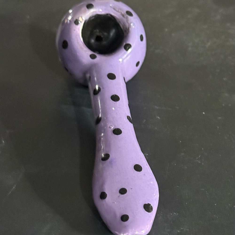 Purple Polka Dot Ceramic Pipe